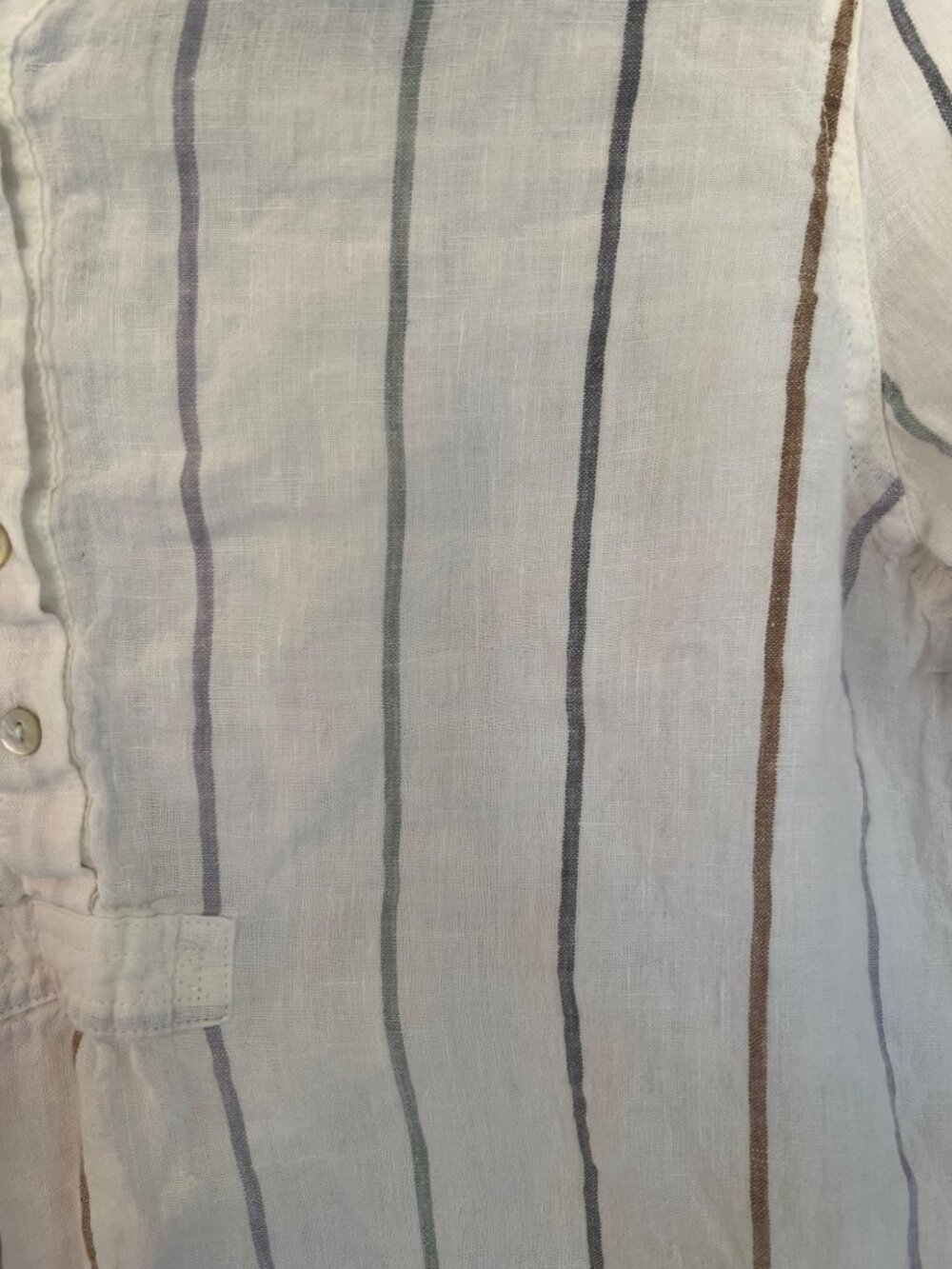 Artisan NY Linen Multi Color Striped Roll-Tab Popover Top Tunic Shirt Medium - Picture 3 of 7